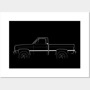 1987 Chevy Silverado 4x4 - profile stencil, white Posters and Art